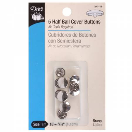 Dritz Button Cover Half Ball Size 18 - 7/16in
