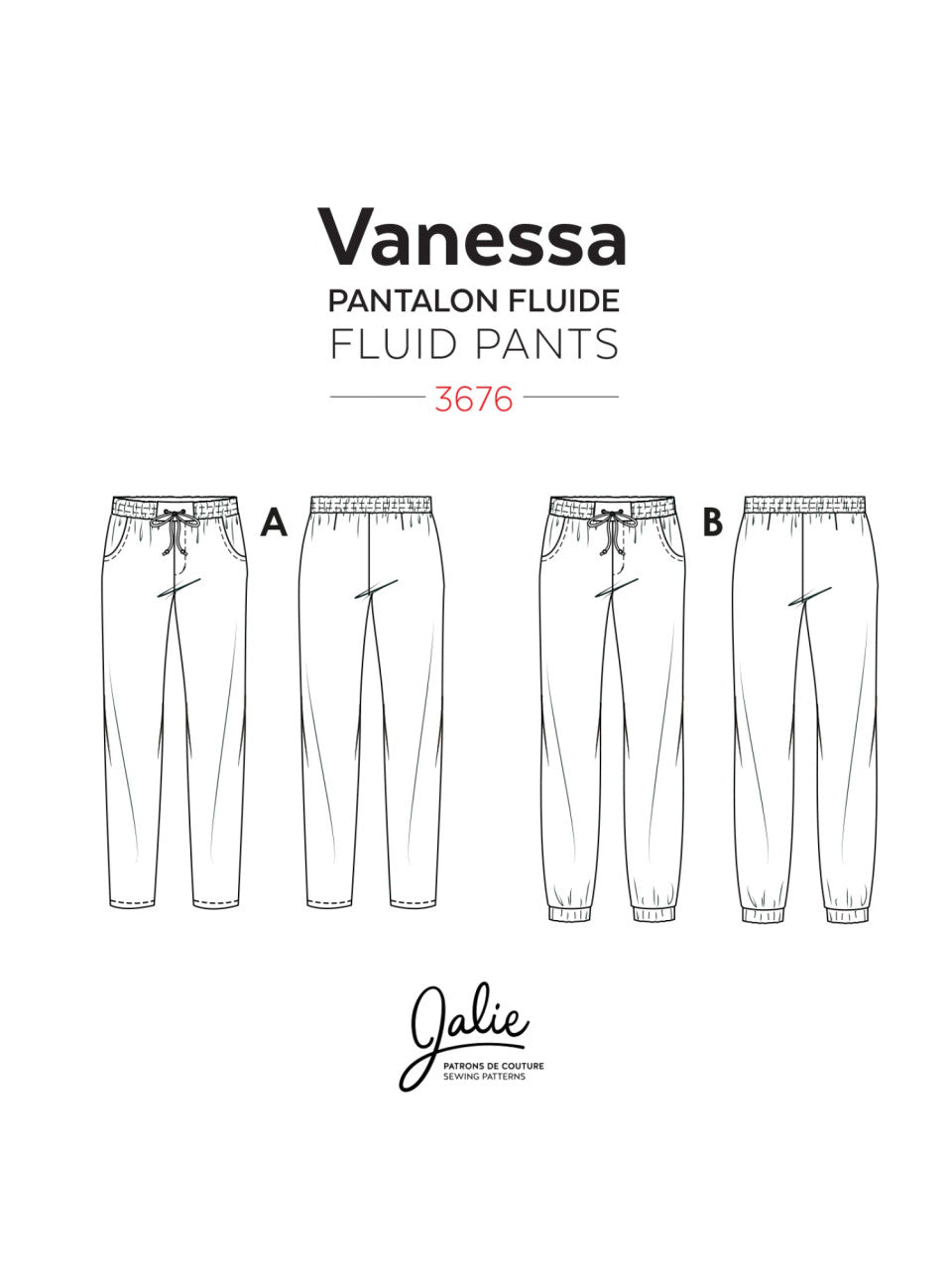 Jalie Sewing Paper Pattern #3676 - Vanessa Fluid Pants_detail
