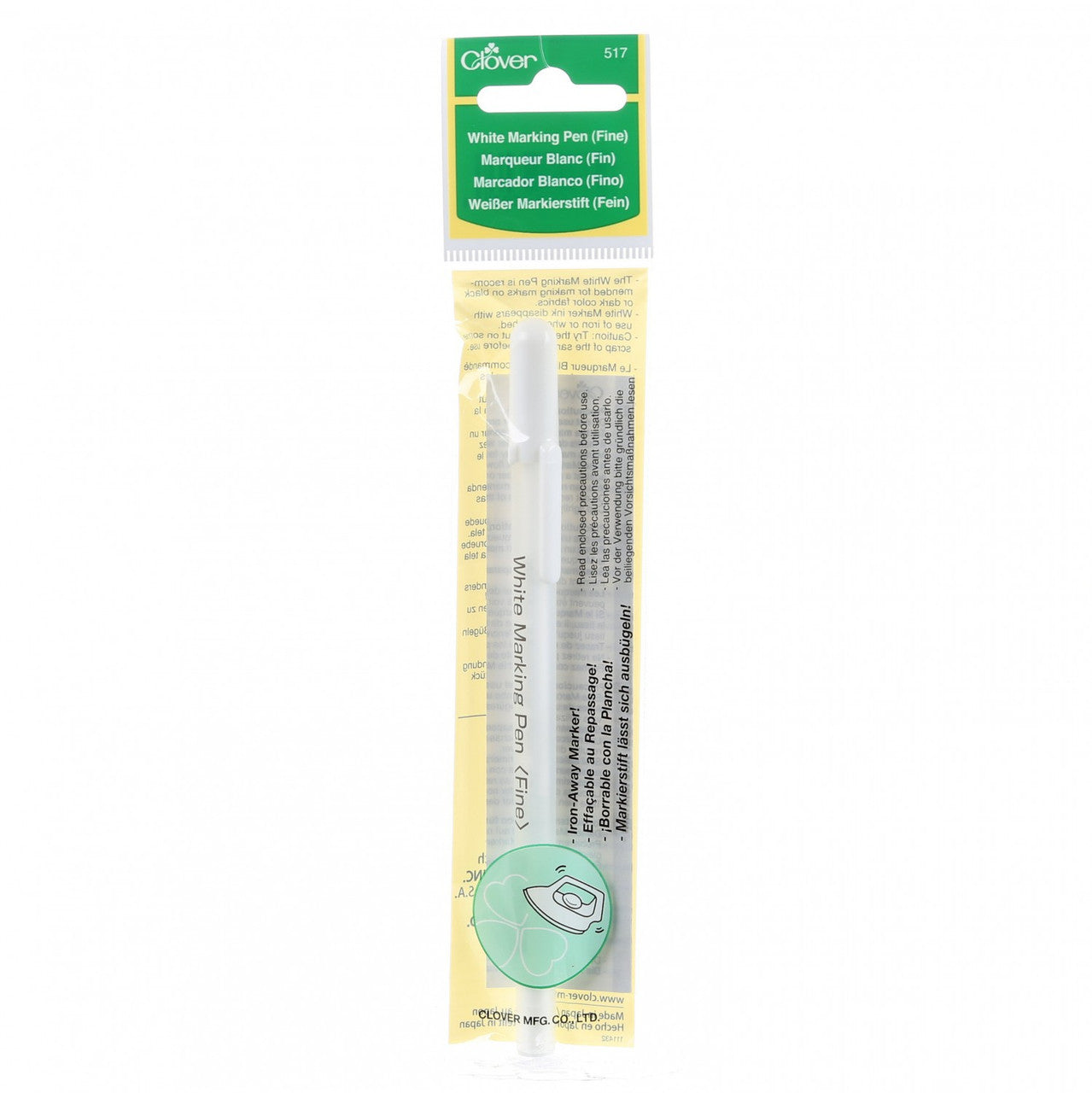 Clover Water Soluble or Iron Off Marking Pen - White