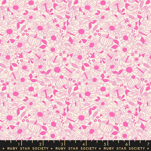 Tiny Frights - Halloween Floral Neon Pink - Ruby Star Society
