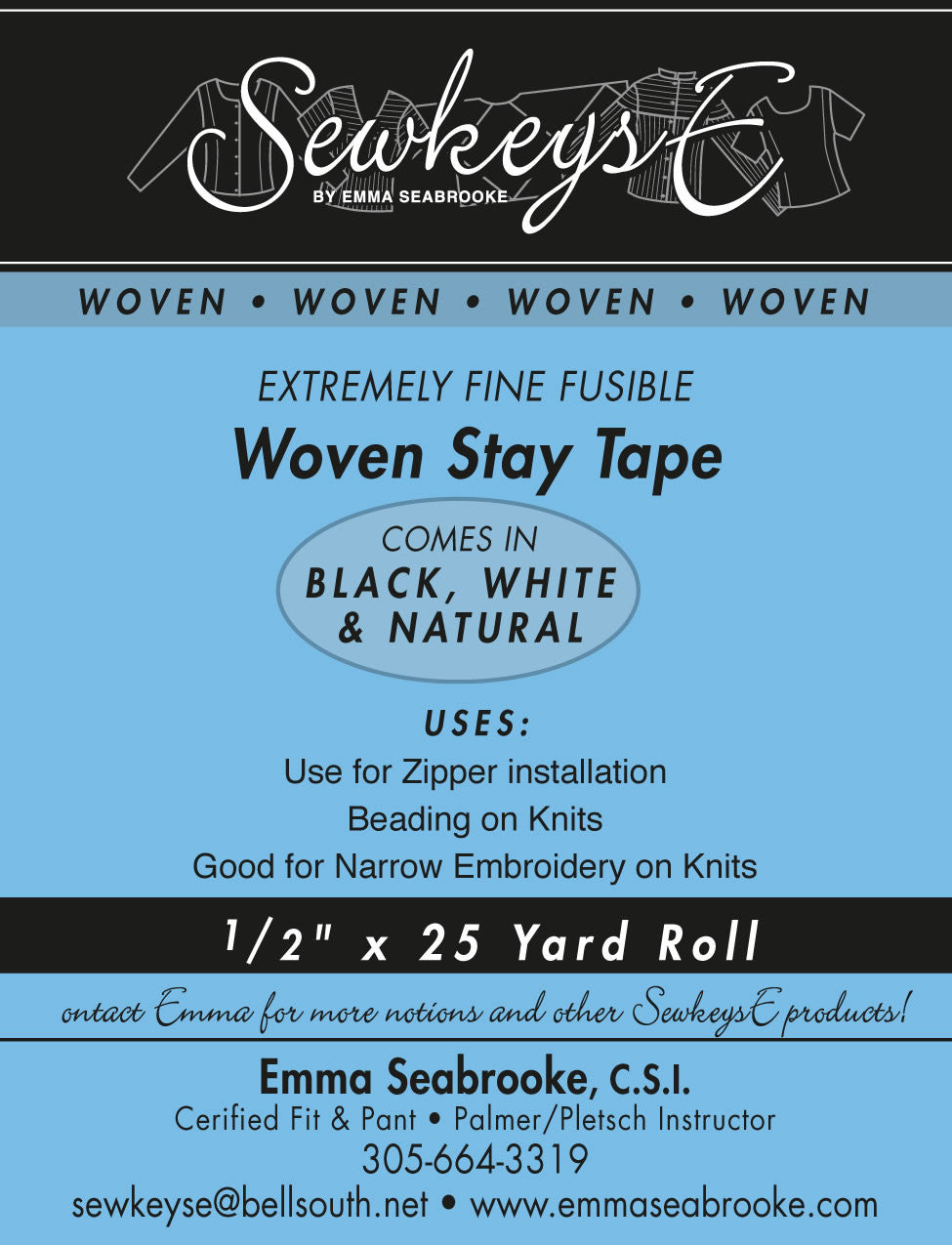 Extremely Fine Fusible Woven Stay Tape - 1/2 inch