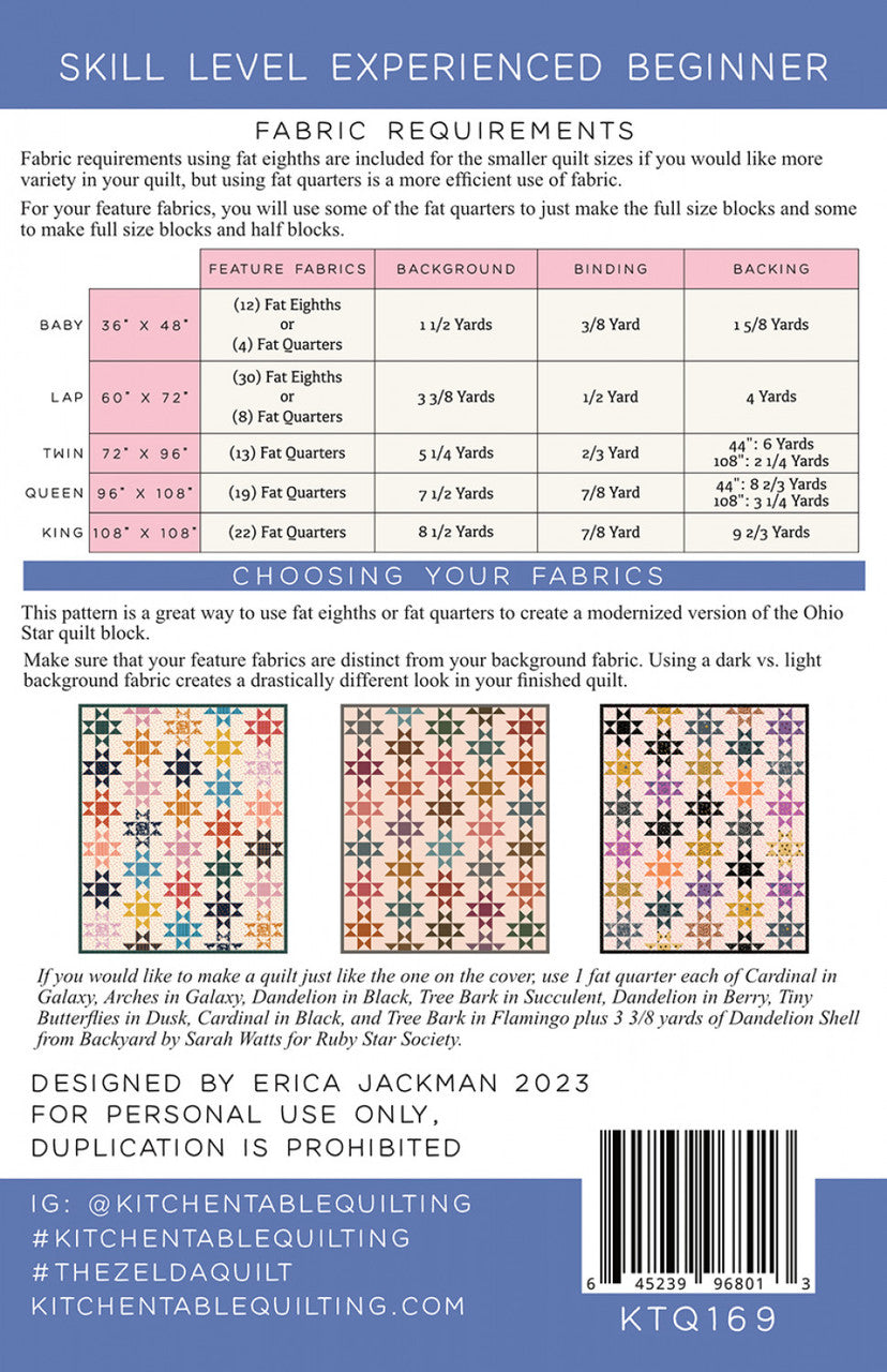 The Zelda Quilt Pattern by Erica Jackman