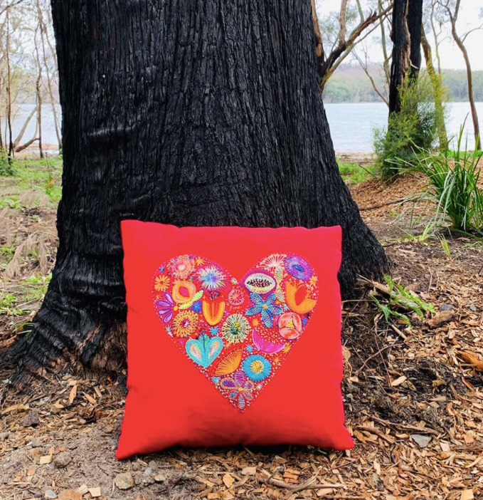 Fill My Heart Embroidered Cushion Kit by Wendy Williams