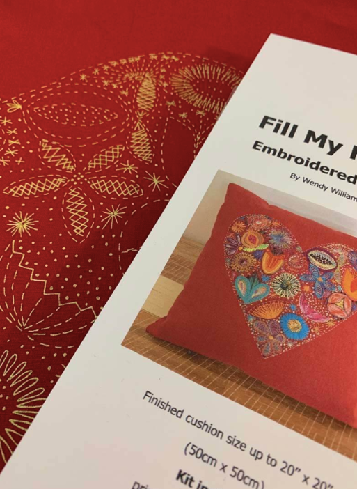 Fill My Heart Embroidered Cushion Kit by Wendy Williams_package