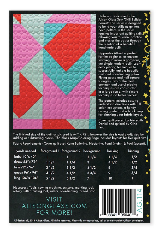 Opposites Attract Quilt Pattern - Alison Glass and Meredith Daniel_back
