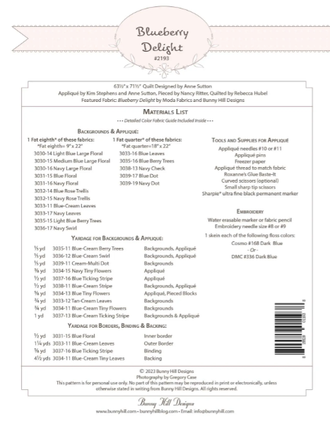 Blueberry Delight Quilt Pattern by Bunny Hill Designs