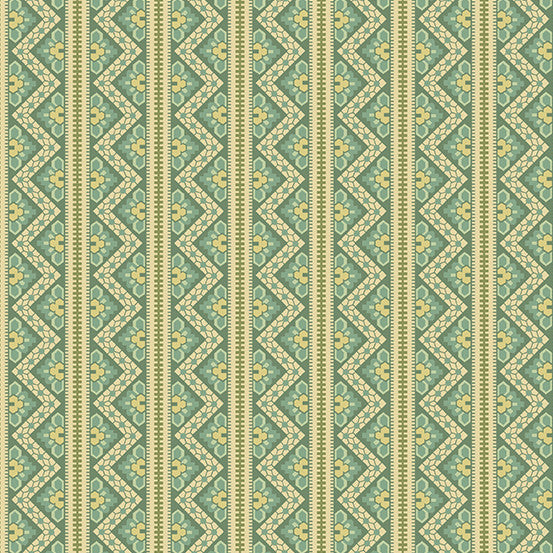 Chevron in Verdigris from Secret Stash's Earth Tones Collection by Laundry Basket Quilts for Andover Fabrics. 100% Premium Quilting Cotton.
