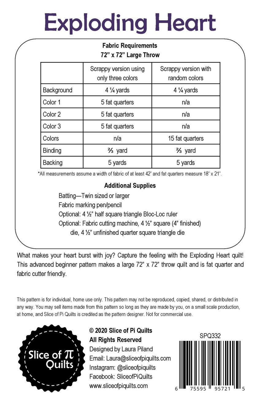 Exploding Heart Pattern by Slice of Pi Quilts_detail