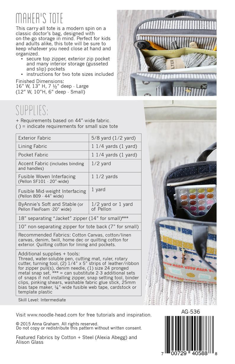 Maker's Tote Pattern by Noodlehead