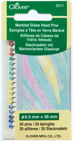 Clover Marbled Glass Head Pins