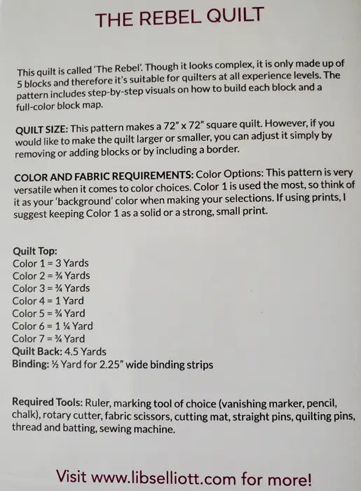 The Rebel Quilt Pattern by Libs Elliott