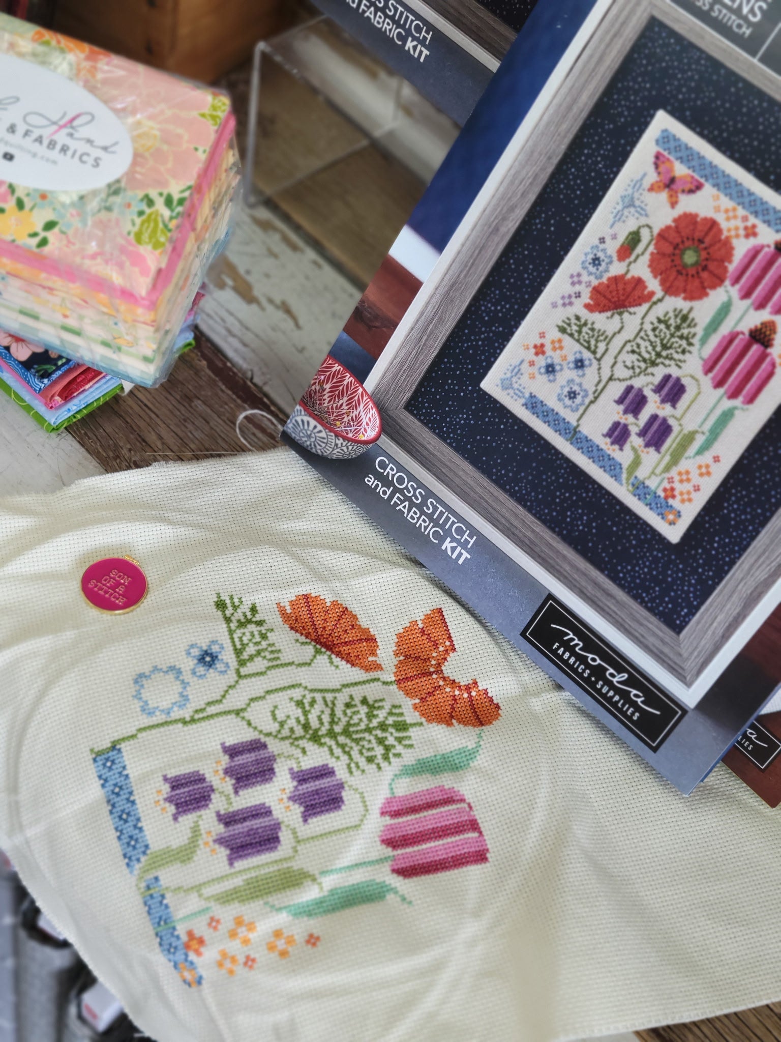 Sew + Tell: Lesley's Superbloom Cross Stitch Kit from Robin Pickens