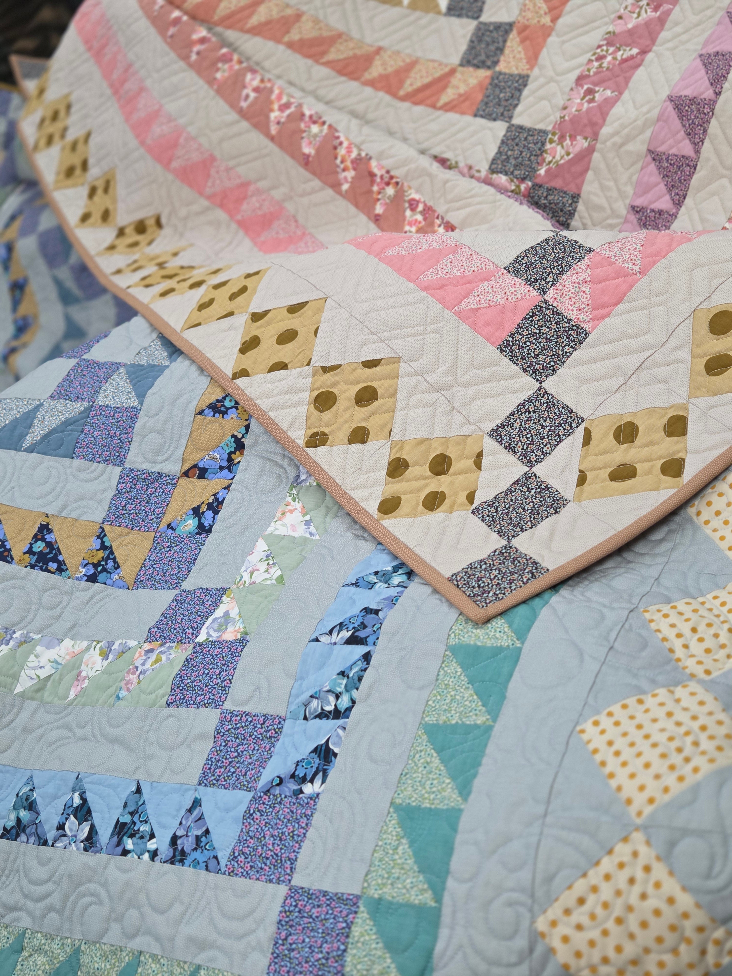 Shop-Curated Quilt & Pillow Kits | Sew + Tell: Nest Embirdery | Hidamari Sashiko Panels and Threads | Snow Flurry Fat Quarter Bundles