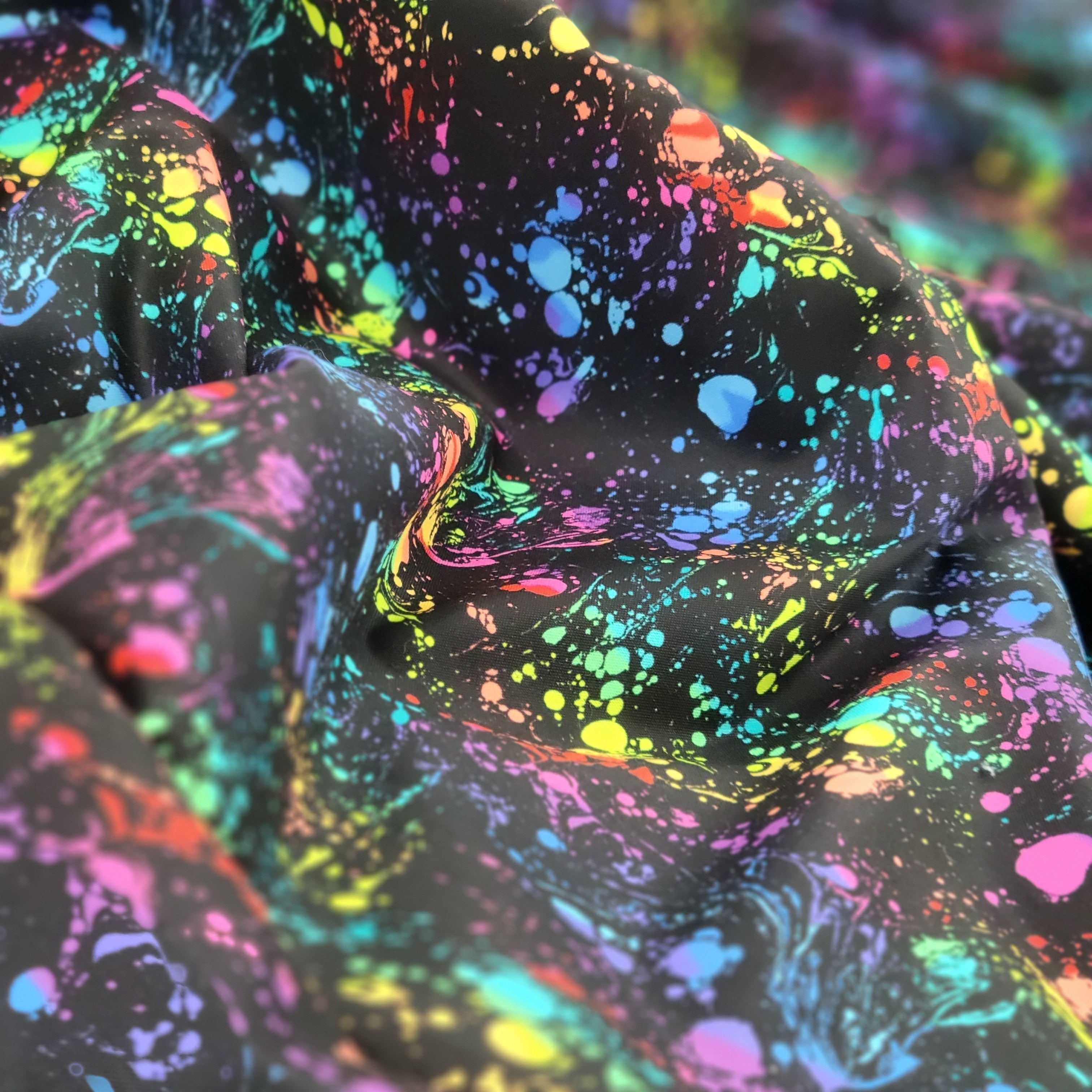 New Wideback Fabric - Venom in Black/Rainbow by Libs Elliott from Andover Fabrics