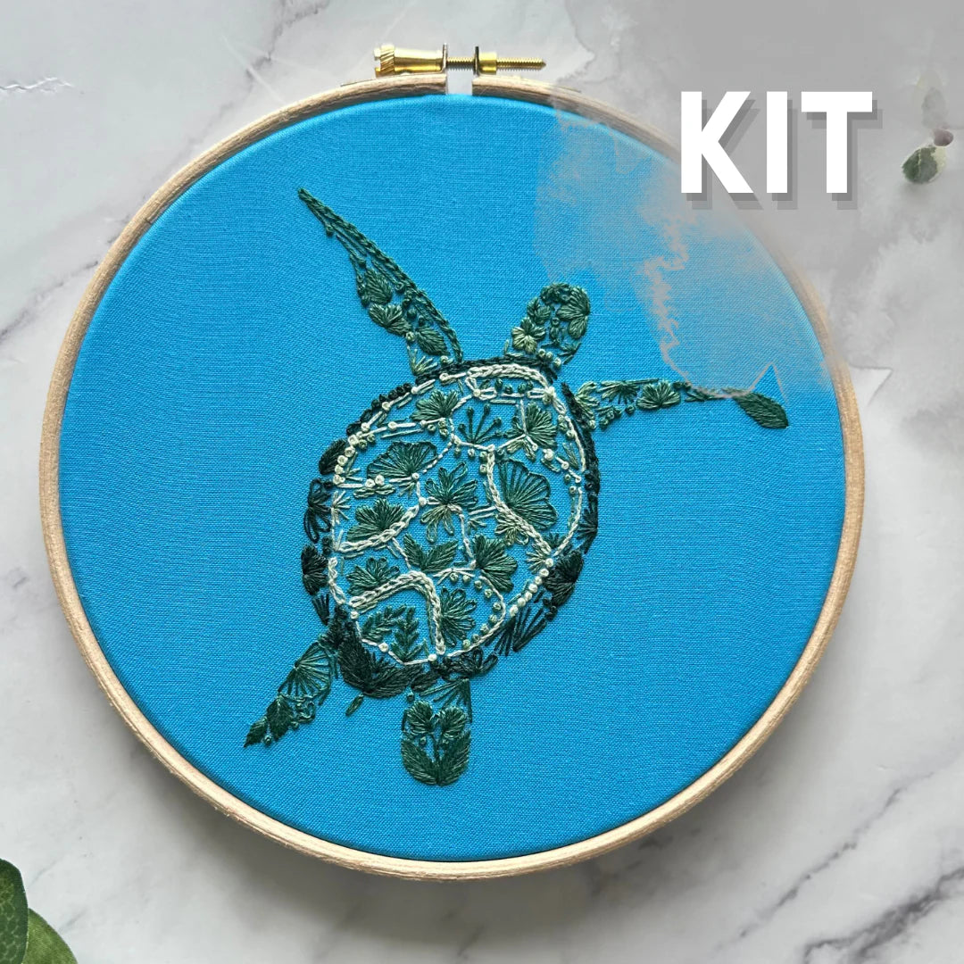 Embroiderd Turtle Front Turtle Time Embroidery Kit - Nest Embirdery – Out of Hand Quilting ...