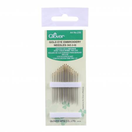 Clover Embroidery Needles Gold Eye Assorted - Size 3/9