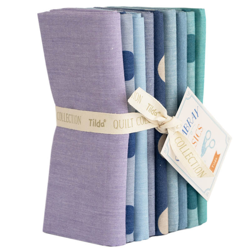 Chambray Basics - Summer Blues - 9 Piece Fat Quarter Bundle - Tilda