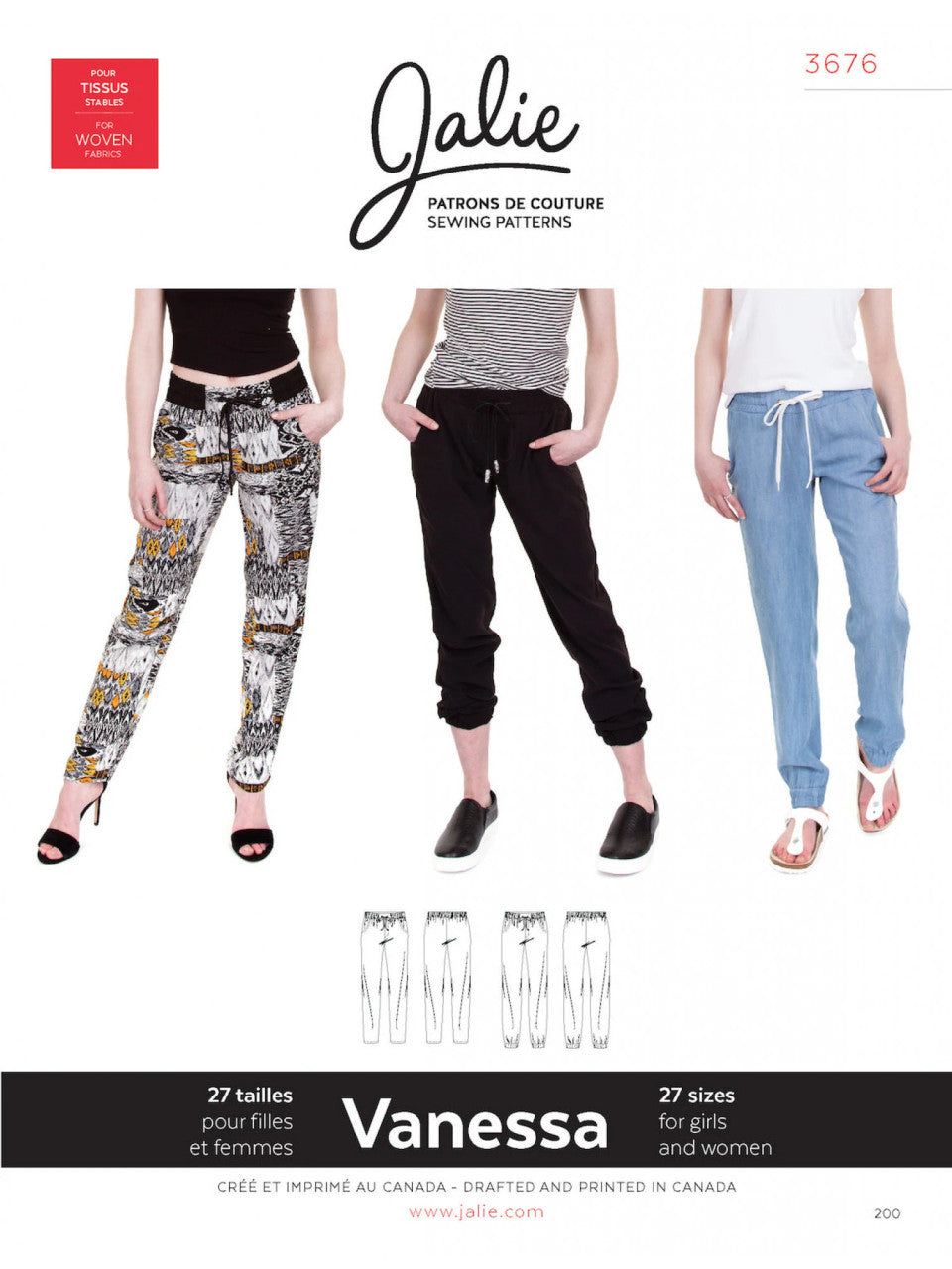 Jalie Sewing Paper Pattern #3676 - Vanessa Fluid Pants