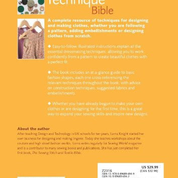 The Dressmaker's Technique Bible Book by Lorna Knight_back