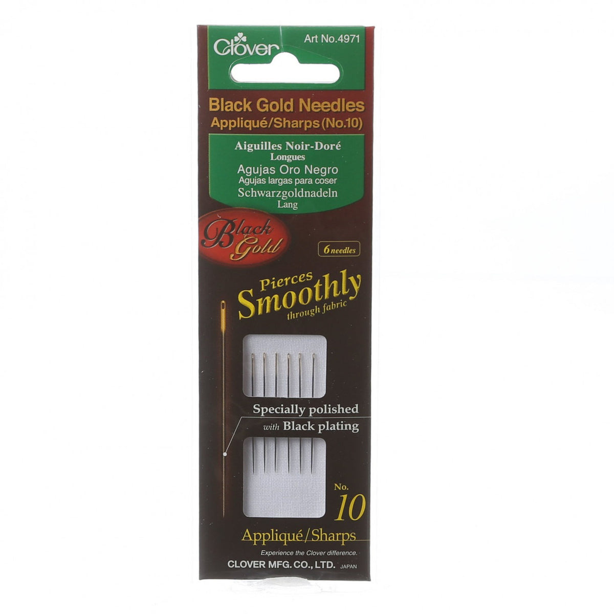 Clover Black Gold Sharps Needle Sizes 10 – Out of Hand Quilting & Fabrics