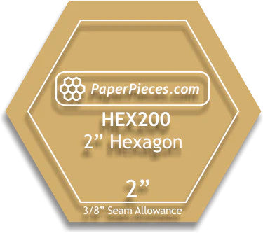 Paper Pieces - 2" Hexagon - Acrylic Fabric Cutting Template