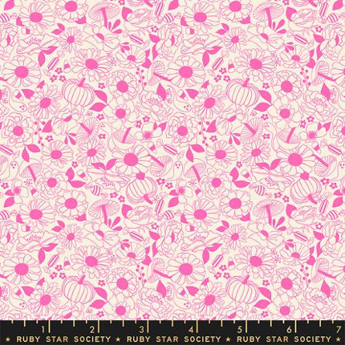 Tiny Frights - Halloween Floral Neon Pink - Ruby Star Society