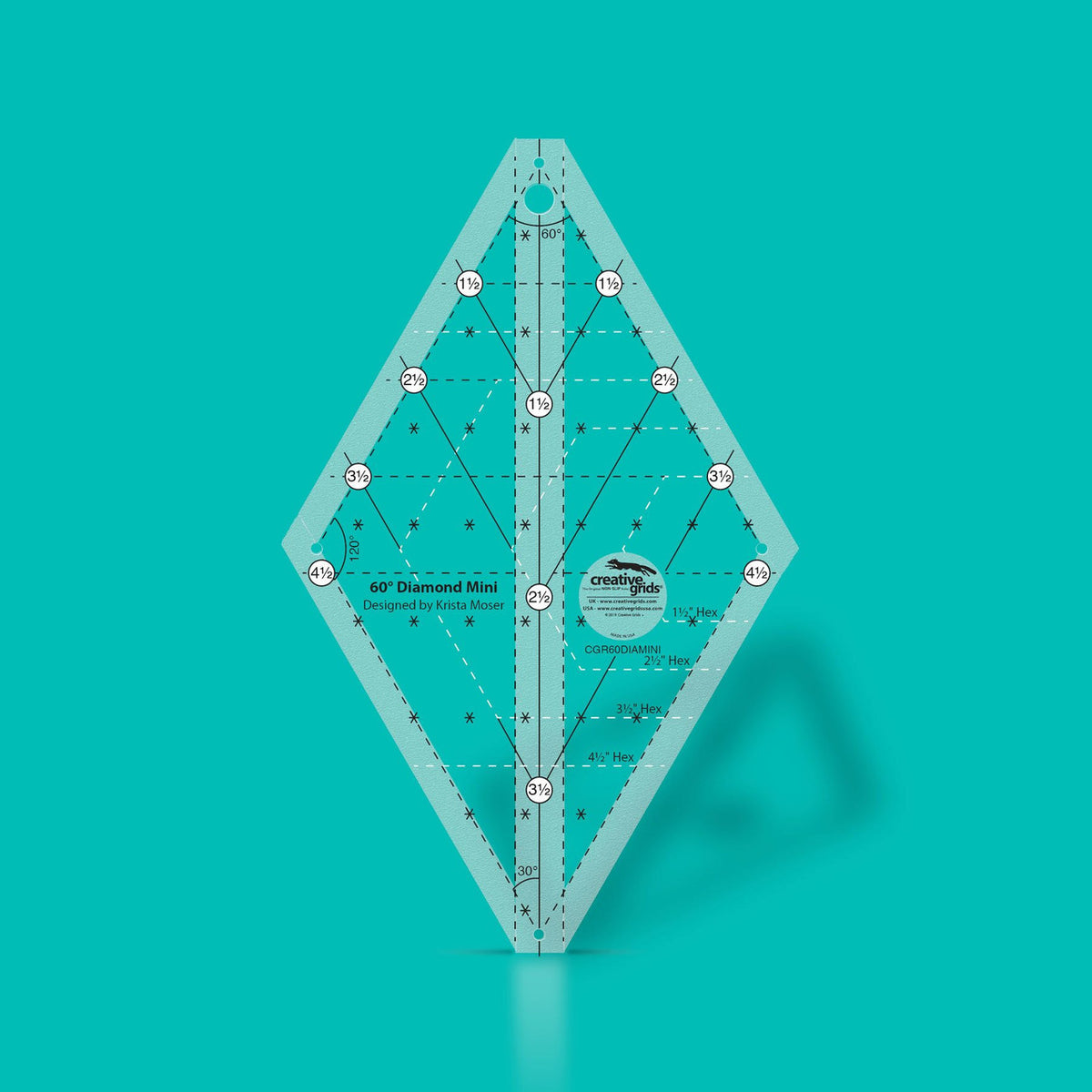 Diamond Measuring Ruler Creative Grids 60 Degree Mini Diamond Ruler – Out of Hand Quilting ...
