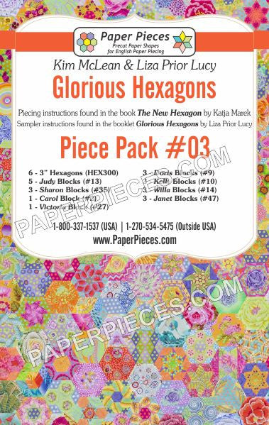 Paper Pieces - Glorious Hexagons - #3 Piece Pack