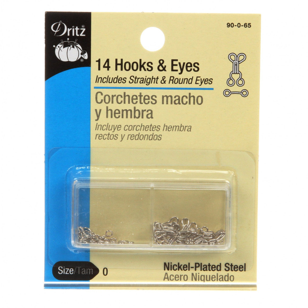 Dritz Hooks Eyes & Loops Nickel Size 0