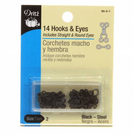 Dritz Hooks Eyes & Loops Black - Size 2