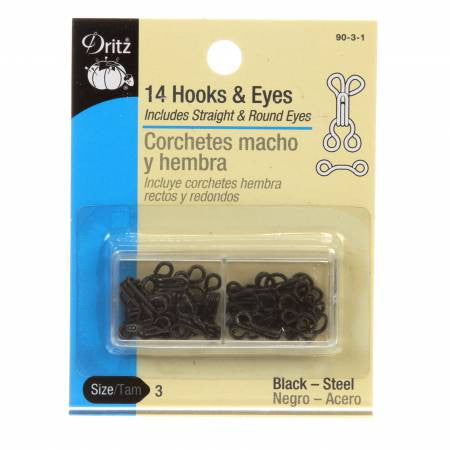 Dritz Hooks Eyes & Loops Black - Size 3