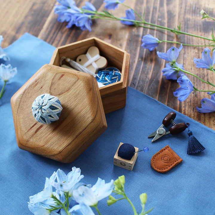 Cohana Hexagonal Temari Box Sewing Set_blue