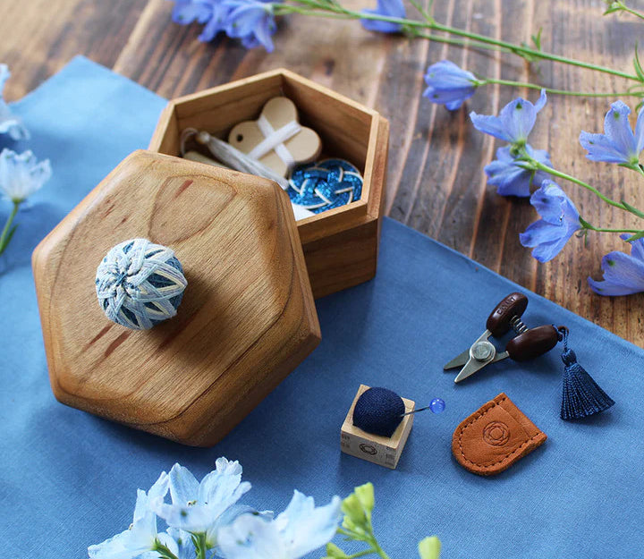 Cohana Hexagonal Temari Box Sewing Set_blue