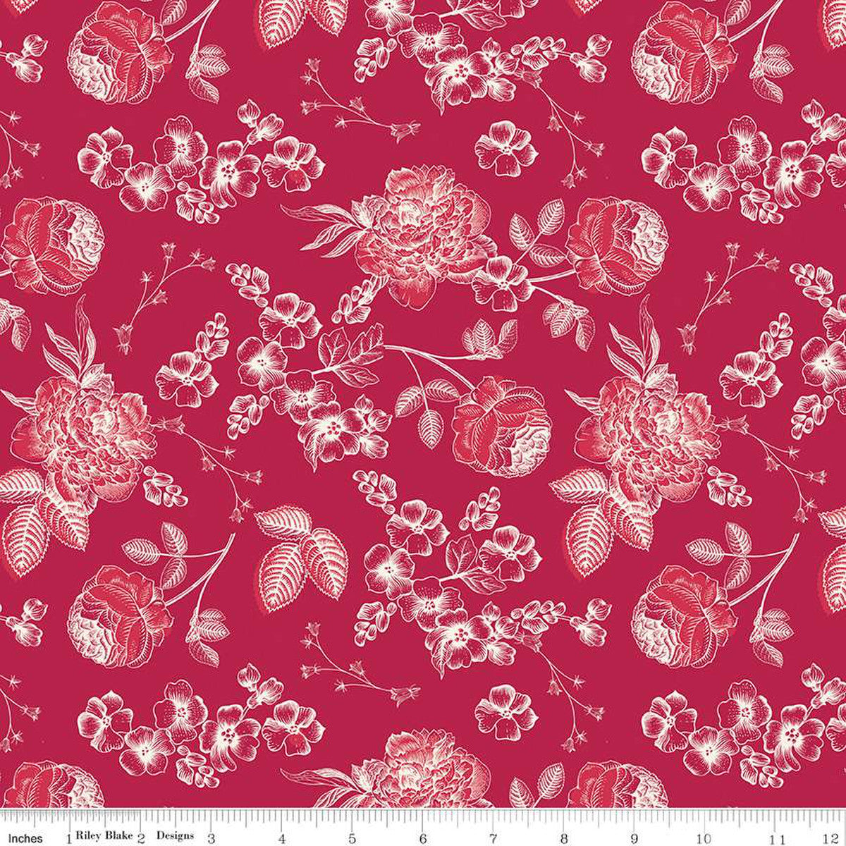 Heirloom Red - Line Floral Berry - Riley Blake