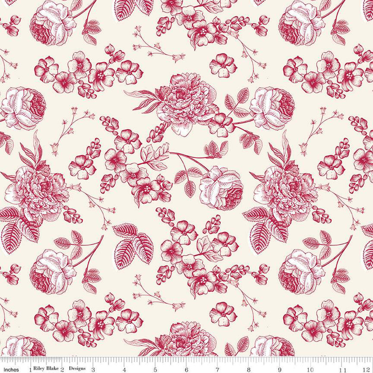 Heirloom Red - Line Floral Cream - Riley Blake