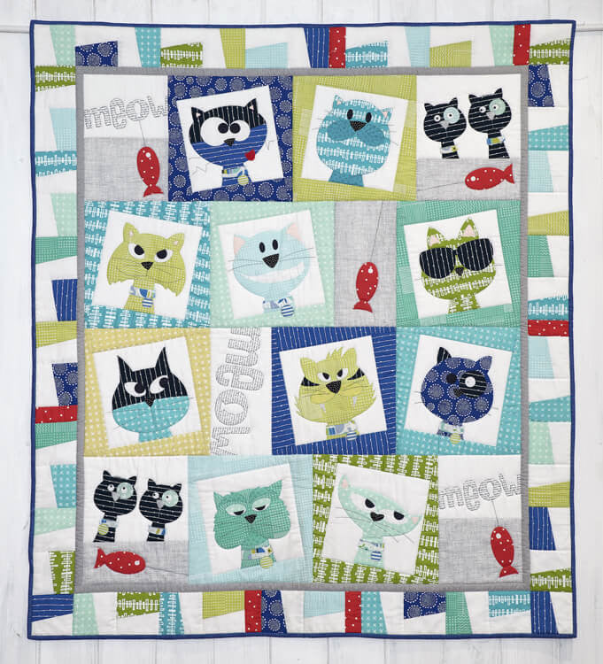Cat Face Applique Quilt Pattern by Claire Turpin Design_full