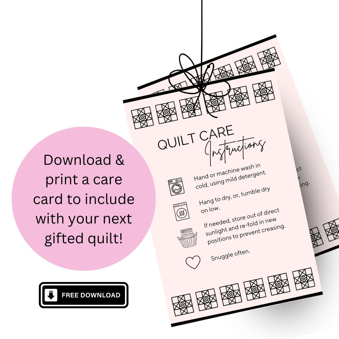 Quilt Care Card FREE PDF Download – Out of Hand Quilting & Fabrics for Free Printable Quilt Care Instructions