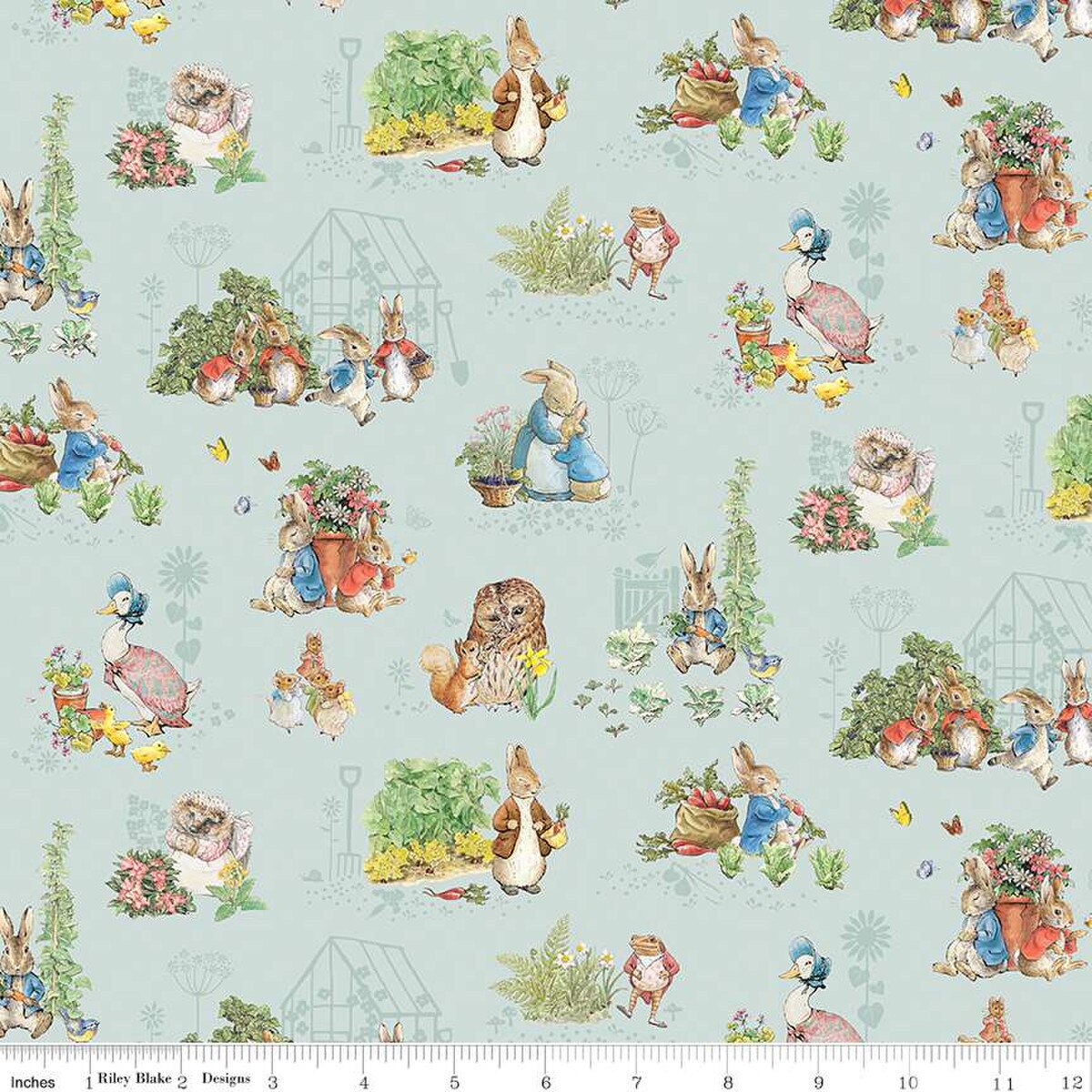 Peter Rabbit™ & Friends - Characters - Flannel Blue - Riley Blake Desi ...