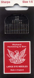 Richard Hemming Sharps Needles - Assorted Sizes 1-5