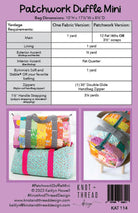 Patchwork Duffle Mini Bag Pattern by Knot & Thread Designs_back