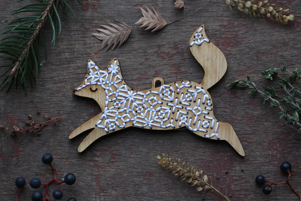 Fox Stitched Ornament Kit by Kiriki Press