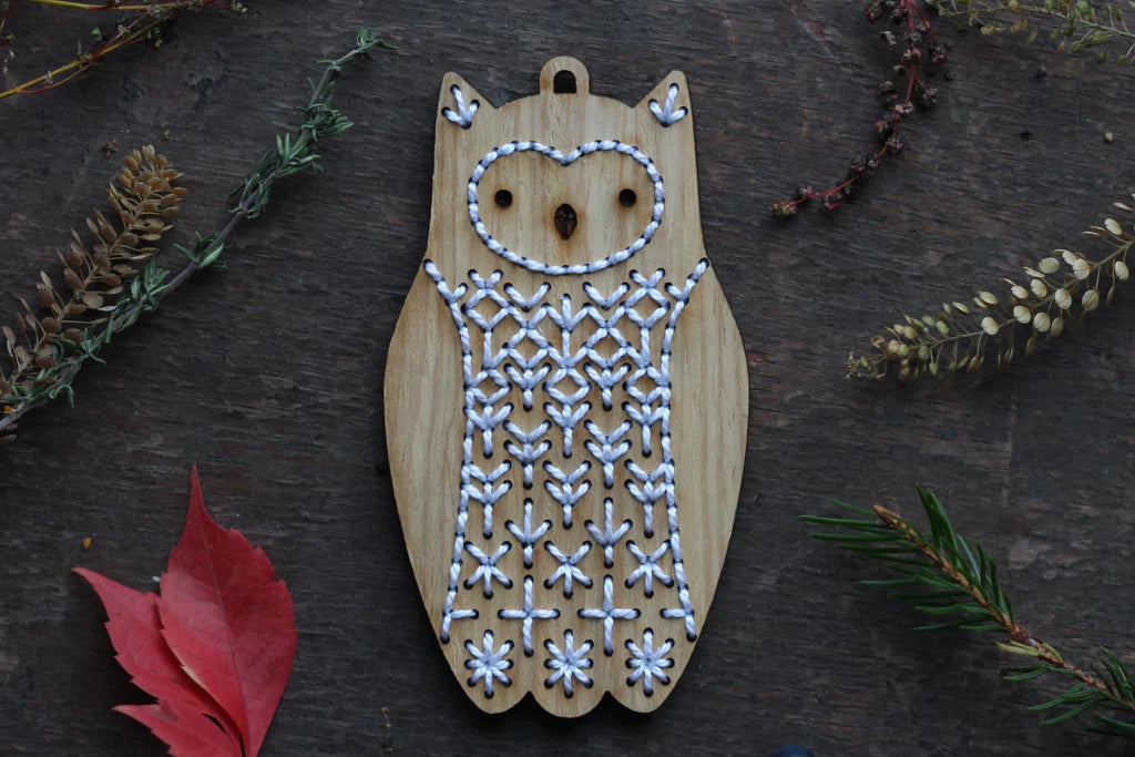 Owl Stitched Ornament Kit by Kiriki Press