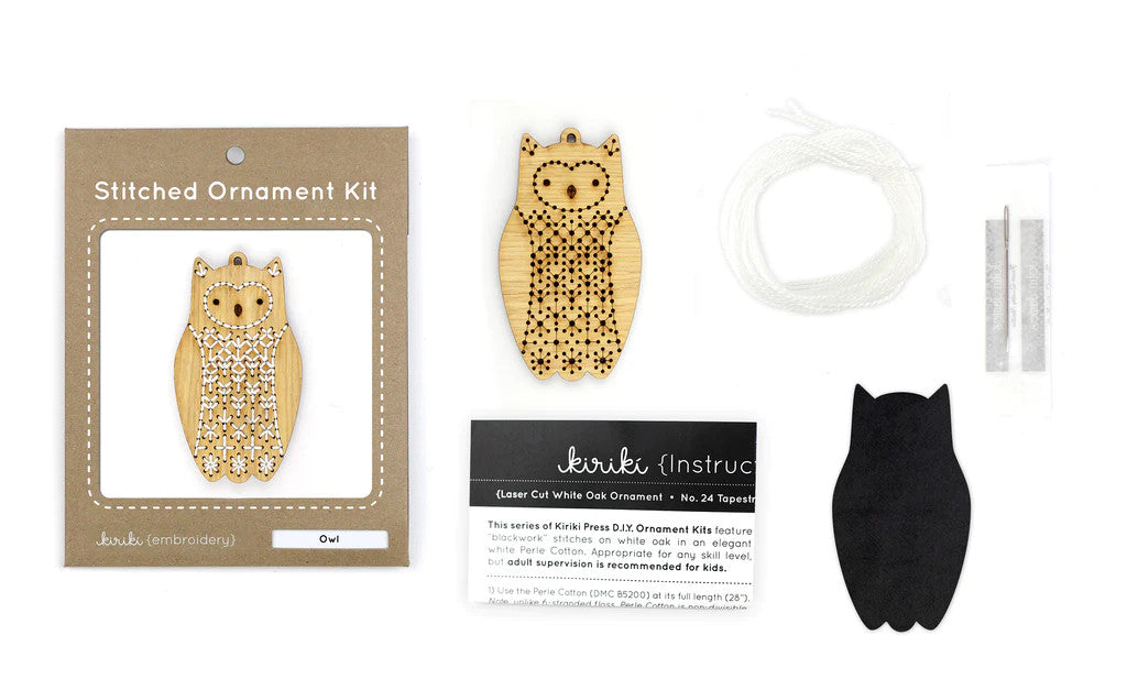 Owl Stitched Ornament Kit by Kiriki Press