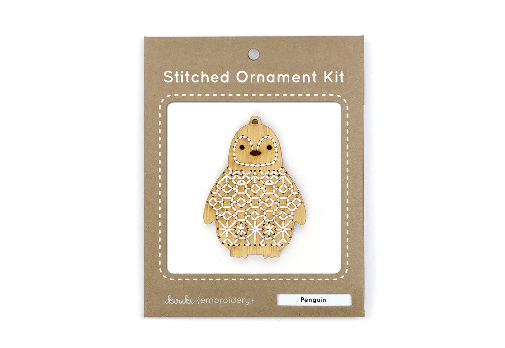 Penguin Stitched Ornament Kit by Kiriki Press