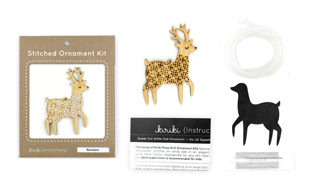 Reindeer Stitched Ornament Kit by Kiriki Press