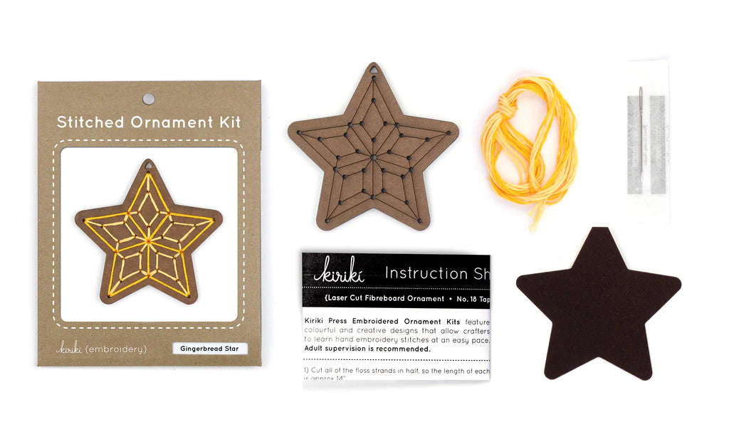 Gingerbread Star Ornament Kit by Kiriki Press_supplies