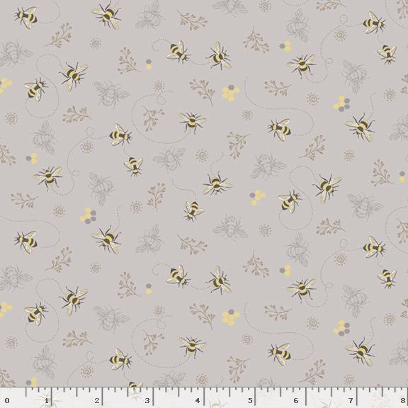 Honeycomb Gardens - Busy Bees Grey - Marcus Fabrics