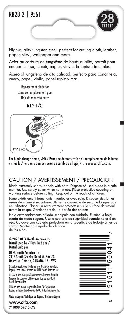Olfa Rotary Blades - 28mm 2ct