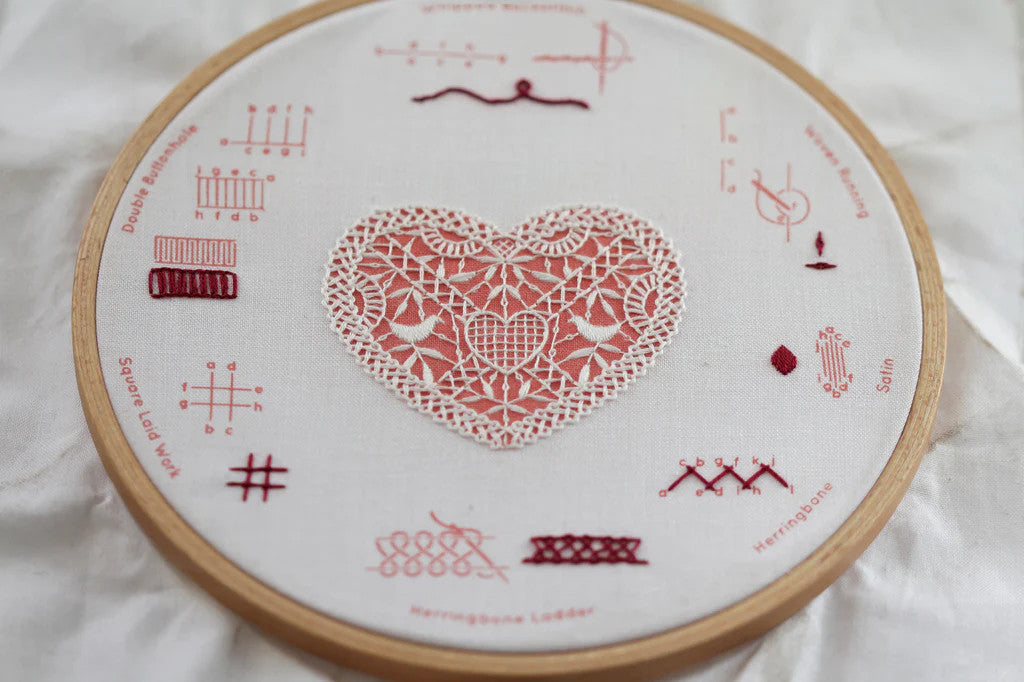 Lace Heart - Embroidery Stitch Sampler by Kiriki Press_sample