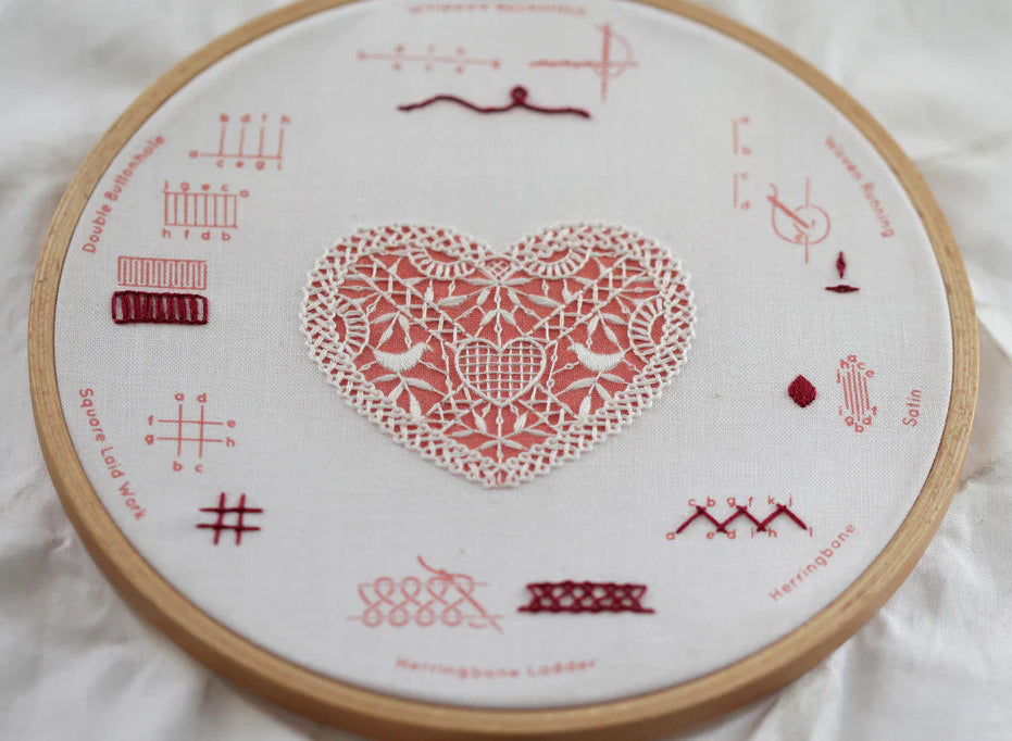 Lace Heart - Embroidery Stitch Sampler by Kiriki Press_sample